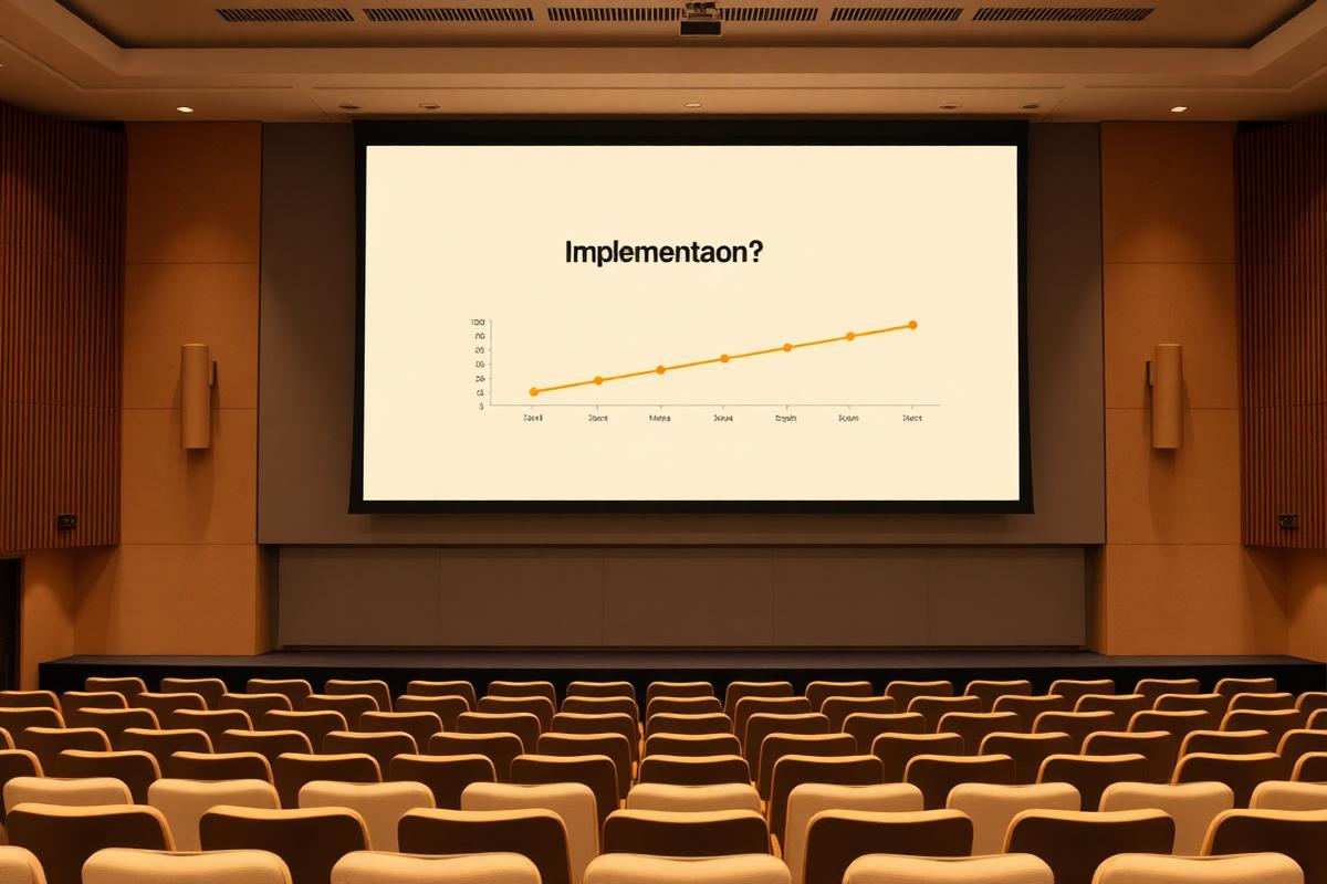 Sample conference keynote slide displayed on an auditorium presentation screen